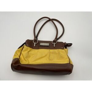 CHAPS  Yellow & Brown Shoulder Bag Purse In Good  Condition